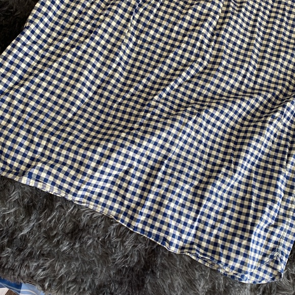 Daniel Crémieux navy pale yellow plaid checkered short-sleeve button down shirt - Picture 11 of 17